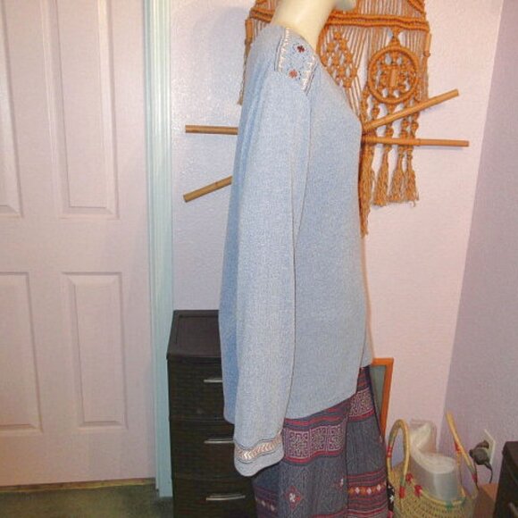 Outback Trading Waffle Knit Henley Sweater Top Size 3X Embroidered Western Aztec - Picture 8 of 14